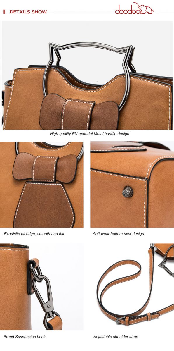 Doodoo Tas Selempang Messenger Bag Model Kucing Brown 